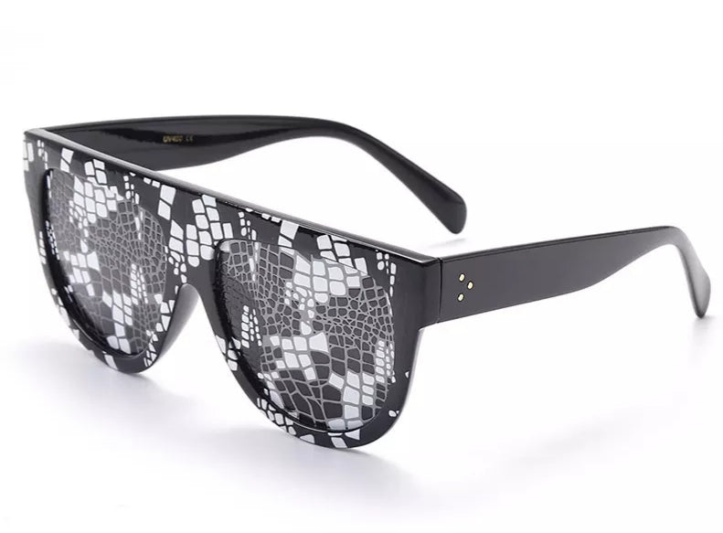 Python Pattern Black and White Sunglasses