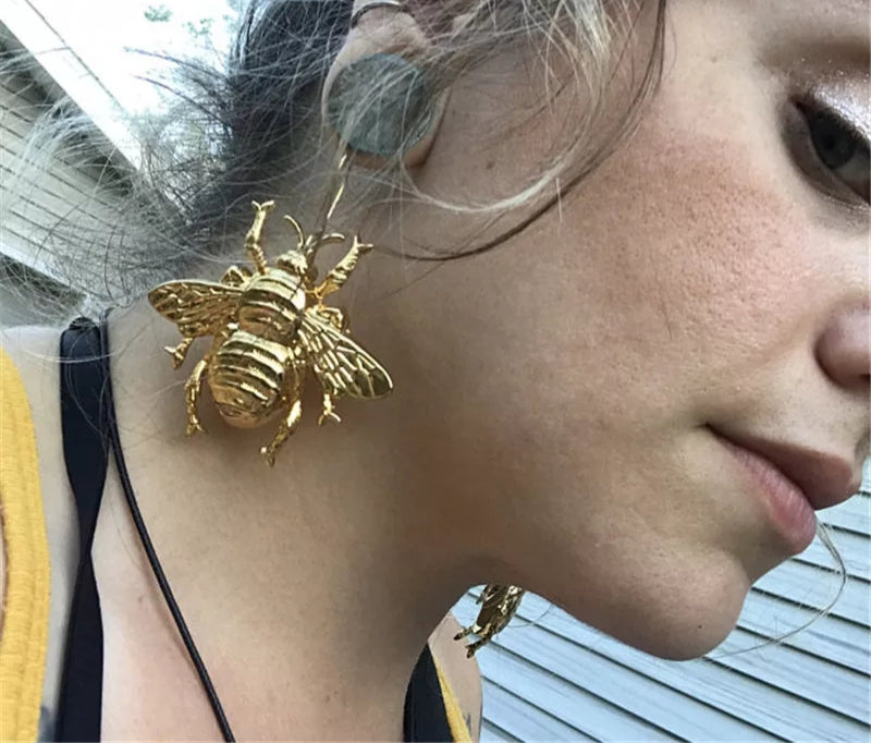 Gold Tone Chunky Bug Earrings