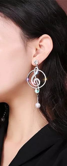 Bling Music Note Earrings