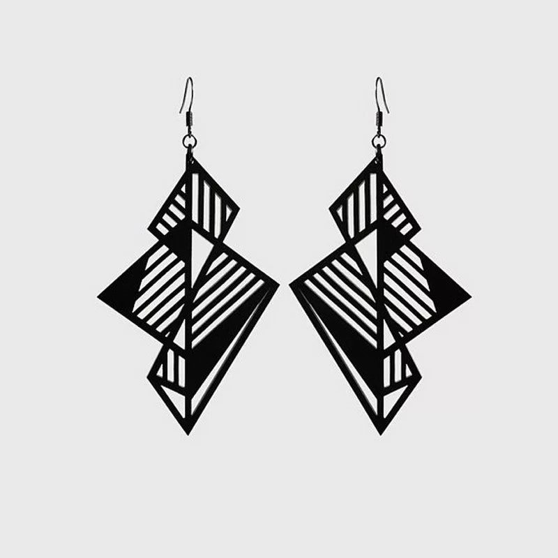 Black Geometric Dangle Earrings