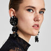 Chunky Black Flower Dangle Earrings