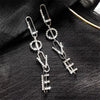 Silver Tone LOVE Dangle Earrings