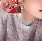 Long Faux Crystal Dangle Earrings