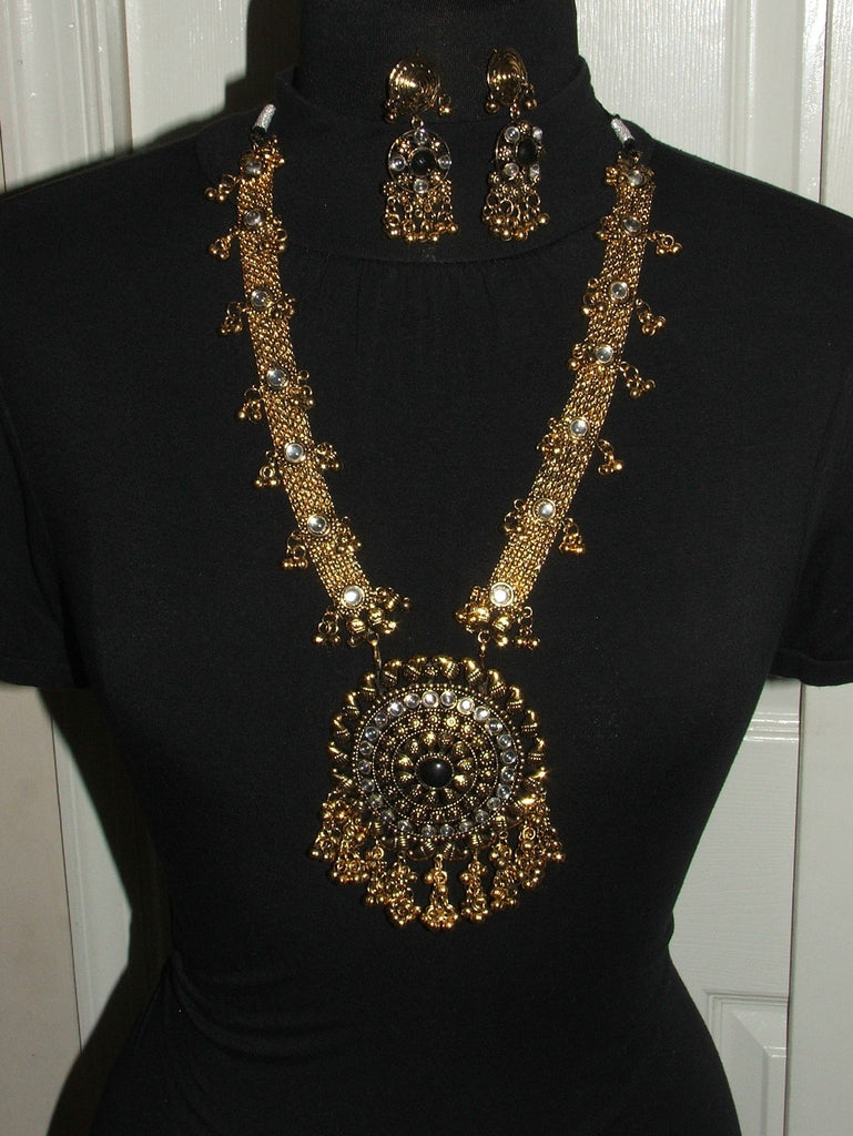 Ethnic Gold Tone Necklace Set