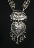 Beautiful Ethnic Silver Tone Heart Necklace Set