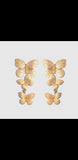 Butterfly Gold Tone Dangle Earrings