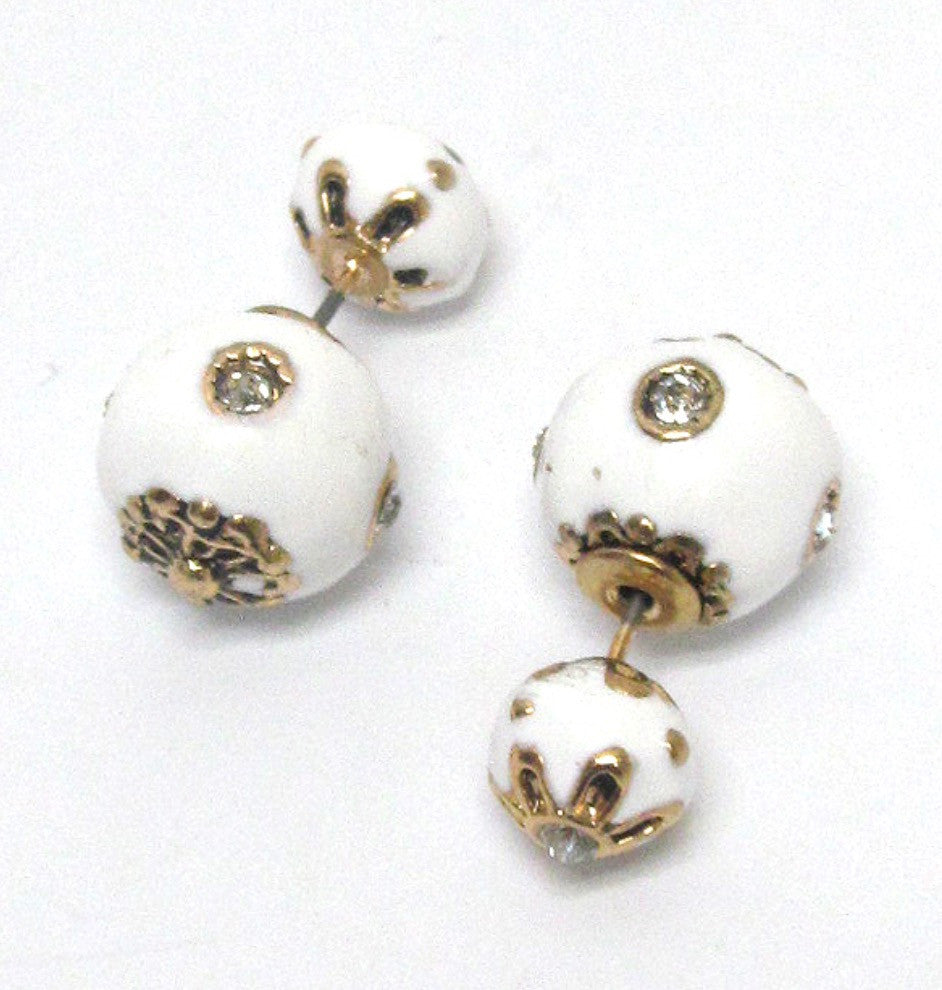White and Bronze Doube Side Earrings