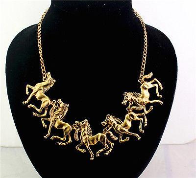 Bronze Colored Metal Horse Necklace