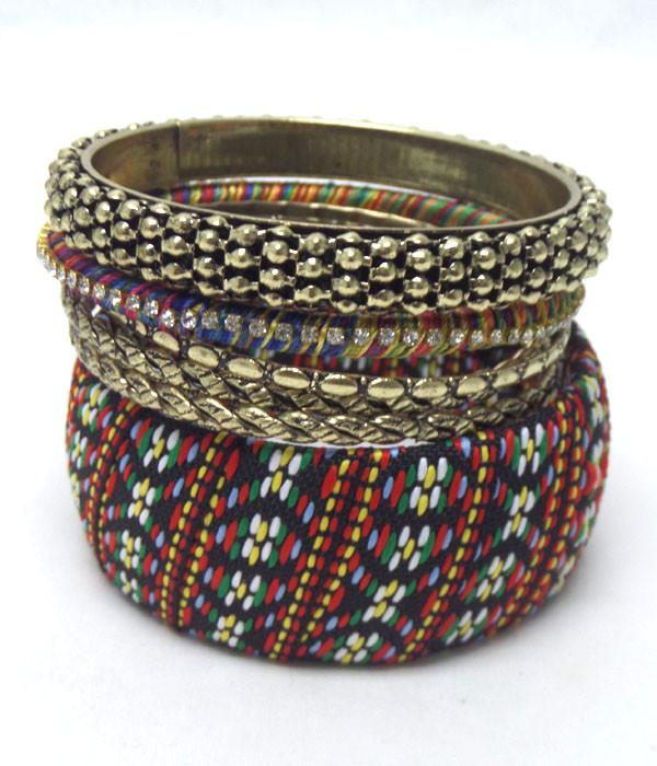 Boho Fabric Multi Bangle Bracelets