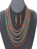 Vintage Rustic Style Multi Chain Necklace Set