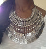 Boho Style Silver Tone Statement Necklace