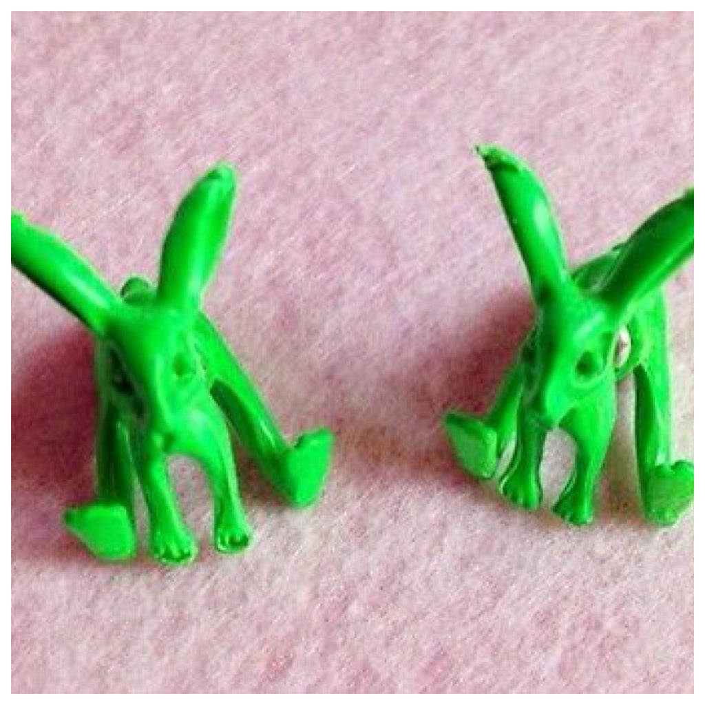 Green Rabbit Double Sided Earrings