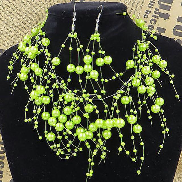 Bright Green Multi Layer Pearl Necklace