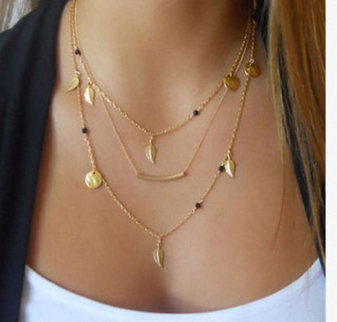 Gold Metal Multichain Necklace