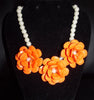 Orange Flower Pearl Necklace