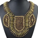 Gold Colored Tribal Statement Necklace