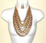 Multi chain Gold Colored Necklace