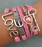 Pink Key Love Pearl Bracelet