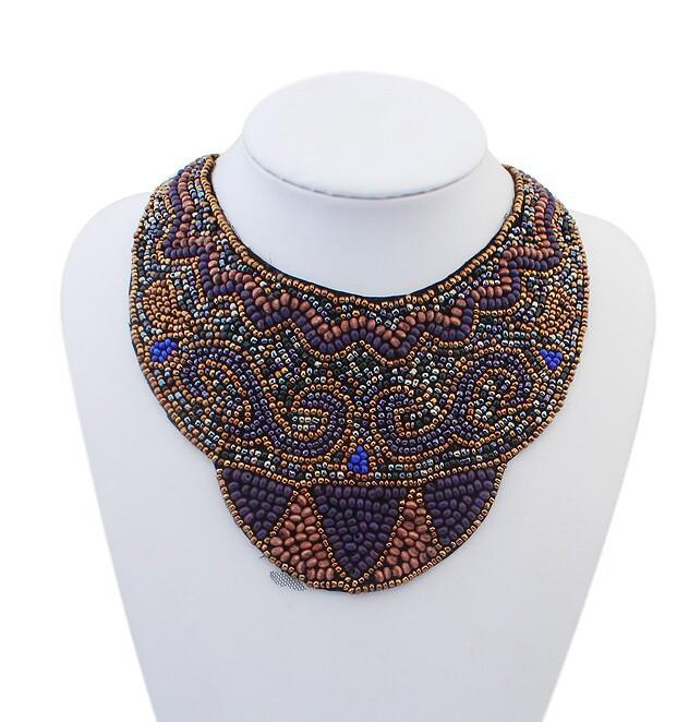 Copper and Blue Beaded Statement Necklace