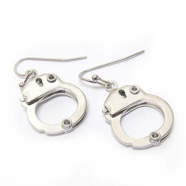 Silver Tone Handcuff Earrings