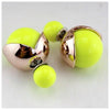 Neon and Gold Tone Double Ball Earrings