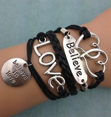 Infinity Love Believe Heart Bracelet