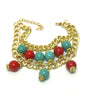 Two Layer Chain Turquoise and Red Bracelet