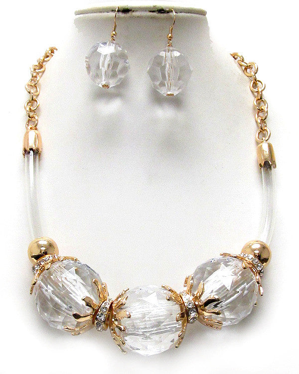 Large Acrylic Ball Corded Statement Necklace
