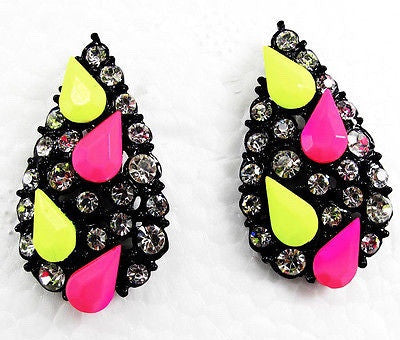 Hot Pink and Yellow Retro Earrings