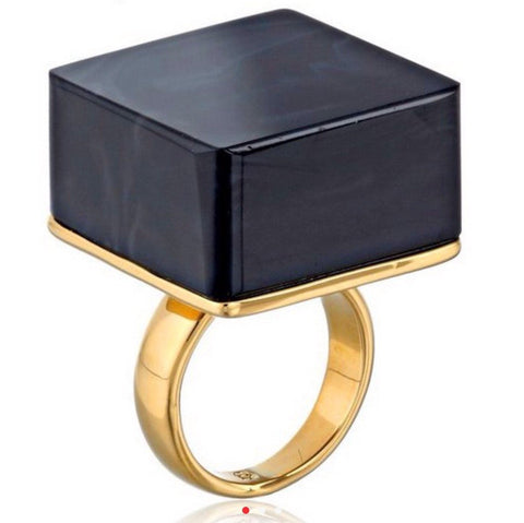 Black Art Deco Style Stretch Ring