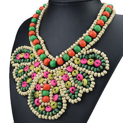 Tribal Beaded Flower Shaped Necklace