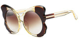 Oversized Tan and Brown Butterfly Sunglasses