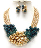 Green and Gold Beaded Necklace Set