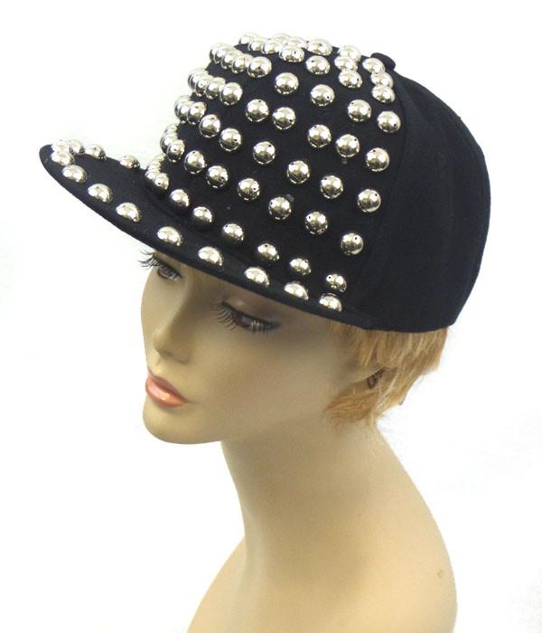 Black Silver Studded Hat