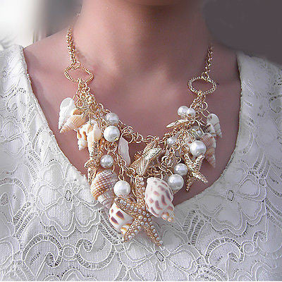 Shell with Pearls Necklace