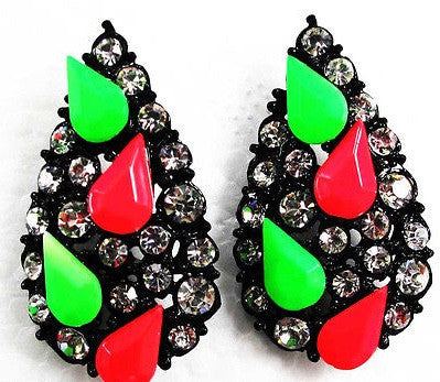 Hot Green and Red Earrings
