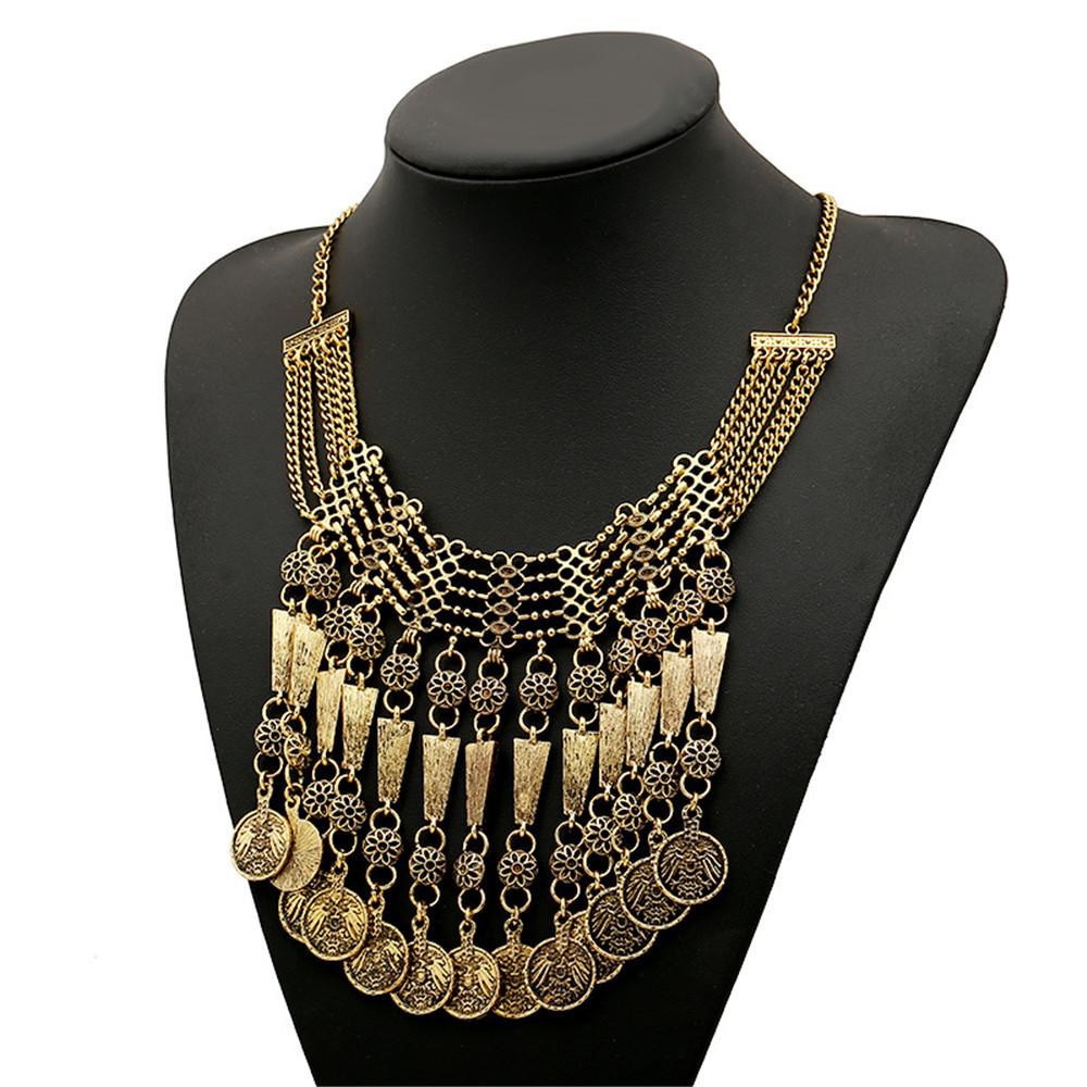 Bohemian coin necklace on sale