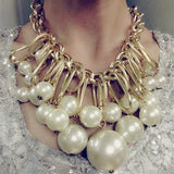 Pearl Gold Tone Statement Necklace