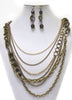 Multi chain Bead and Metal Necklace