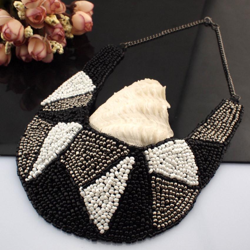 Black White and Grey Beaded Necklace