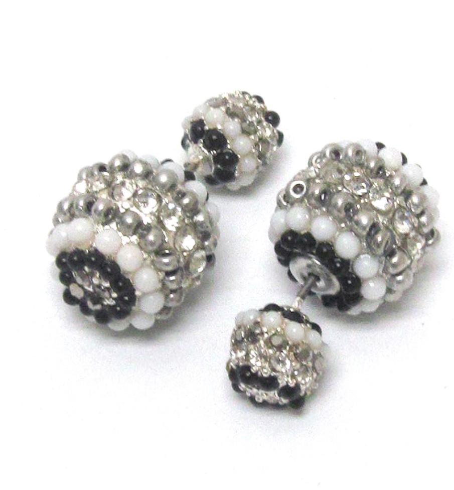 Double Sided Black and White Beaded Earrings