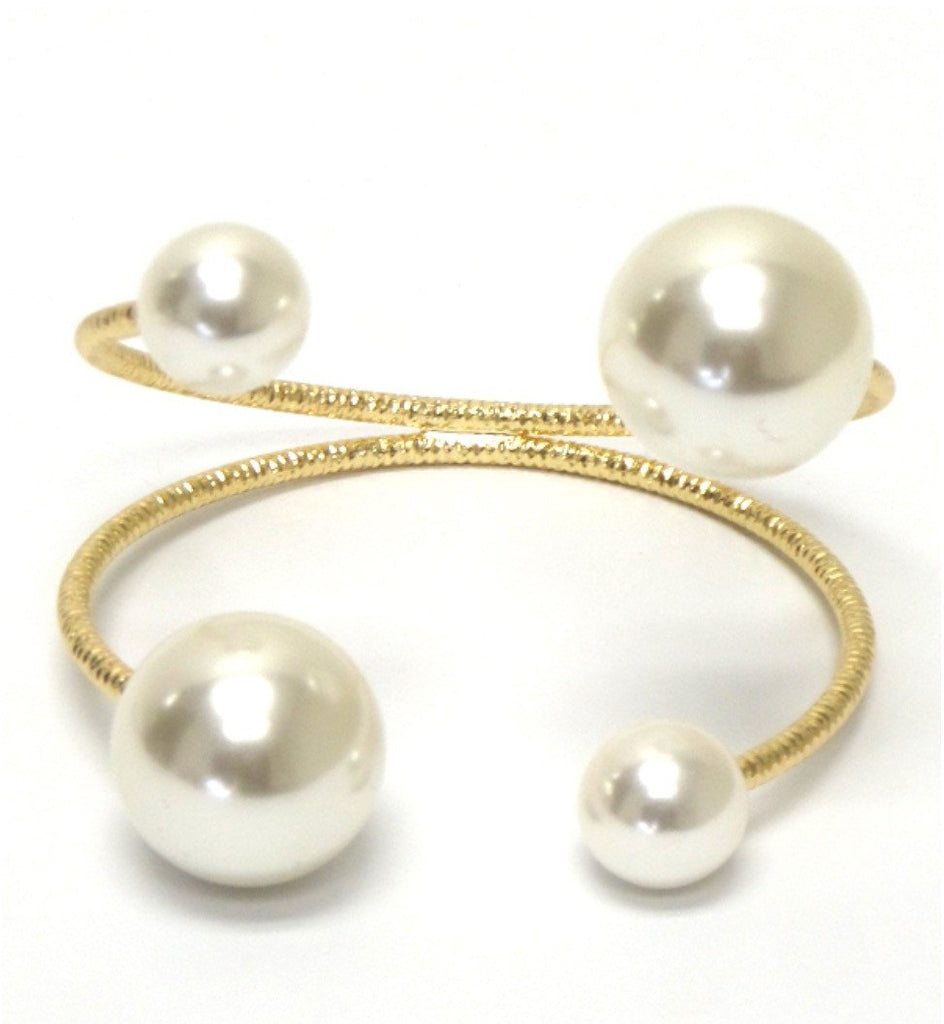 Double Layer Pearl Cuff Bracelet