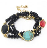 Multi Glass Bead Stone accent bracelet