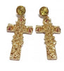 18k Gold Plated Cross Statement Earrings