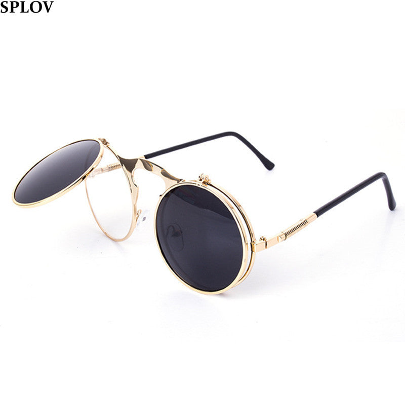 Vintage Style Round Flip Sunglasses