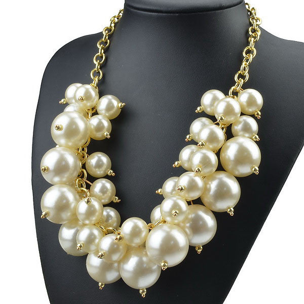 Pearl Chunky Cluster Necklace