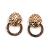 Gold Tone Lion Hoop Earrings