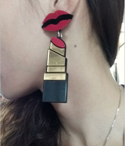 Red Pencil Double Sided Earrings