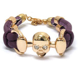 Skull Gold Tone and Purple Bracelet