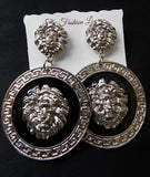 Large Round Lion Earrings